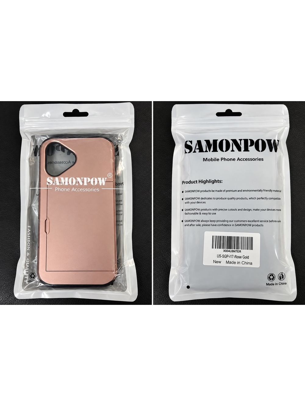 SAMONPOW Rose Gold Protective Phone Case for iPhone 17 6.3 inch - New
